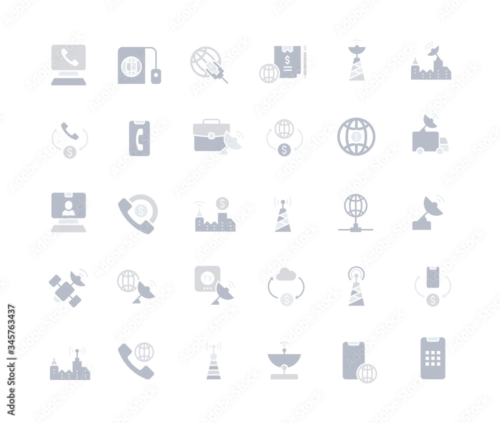 Set of Simple Icons of Communication Service Set of Simple Icons of Communication Service