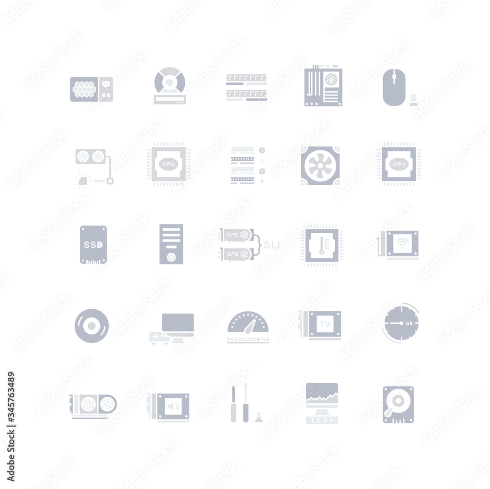 Set of Simple Icons of Computer Upgrading