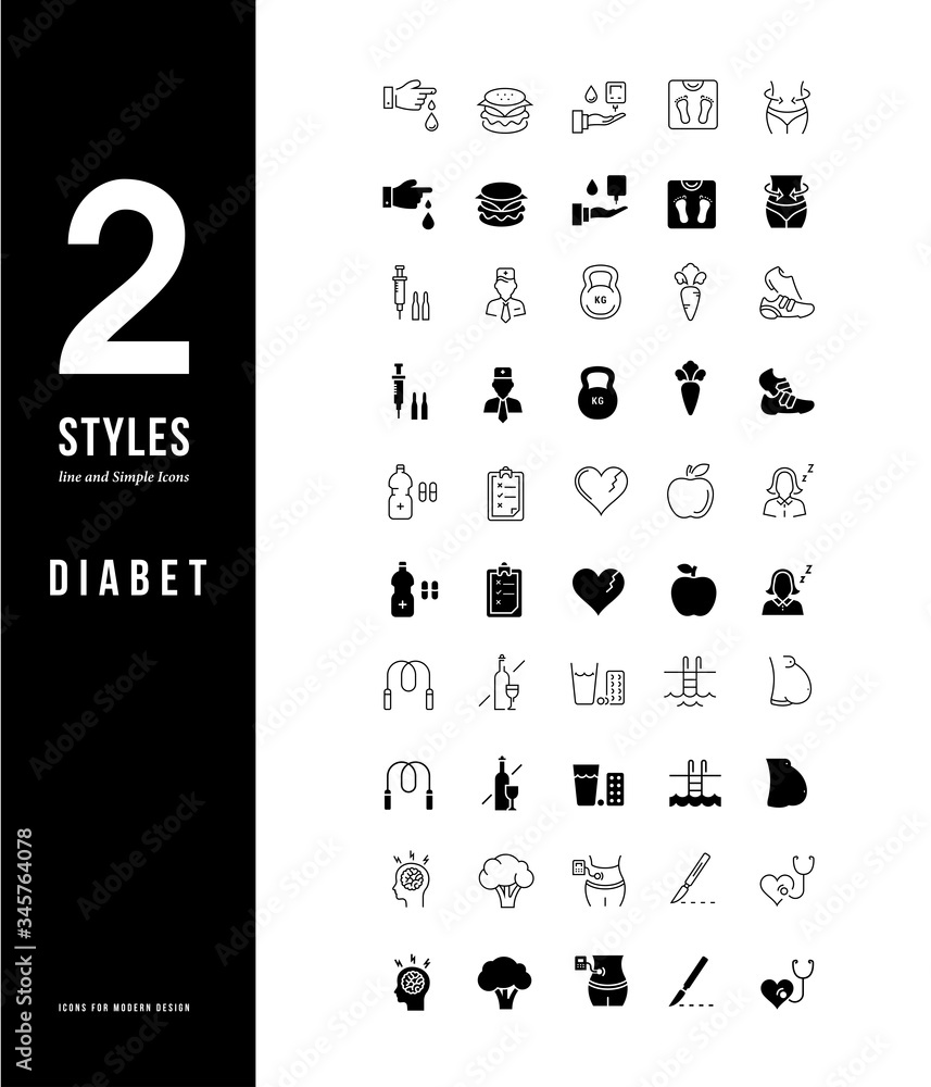 Simple Line Icons of Diabet Simple Line Icons of Diabet
