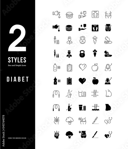 Simple Line Icons of Diabet