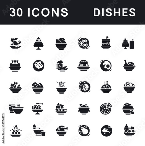 Set of Simple Icons of Dishes