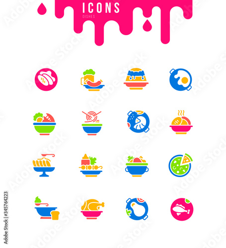 Set of Simple Icons of Dishes