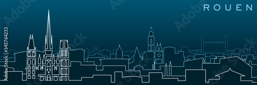 Rouen Multiple Lines Skyline and Landmarks