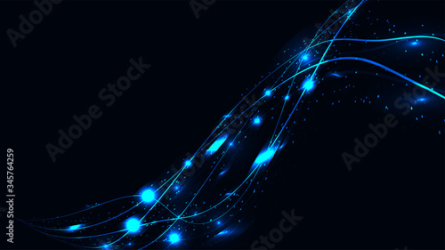 Abstract blue beautiful digital modern magical shiny electric energy laser neon texture with lines and waves stripes, background