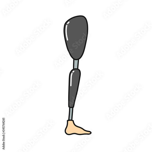 prosthetic leg doodle icon, vector illustration