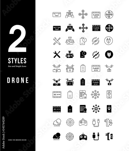 Simple Line Icons of Drone