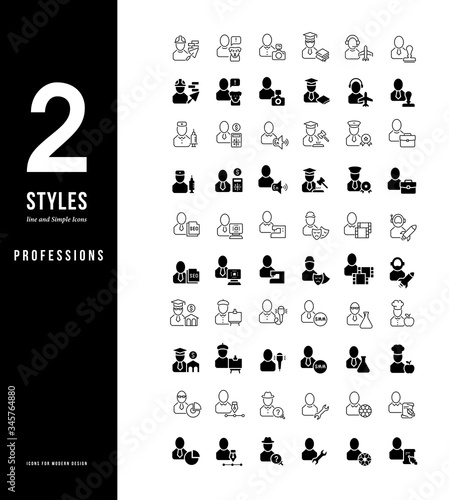 Simple Line Icons of Professions