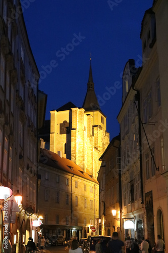 Mysterious Prague street on a warm night