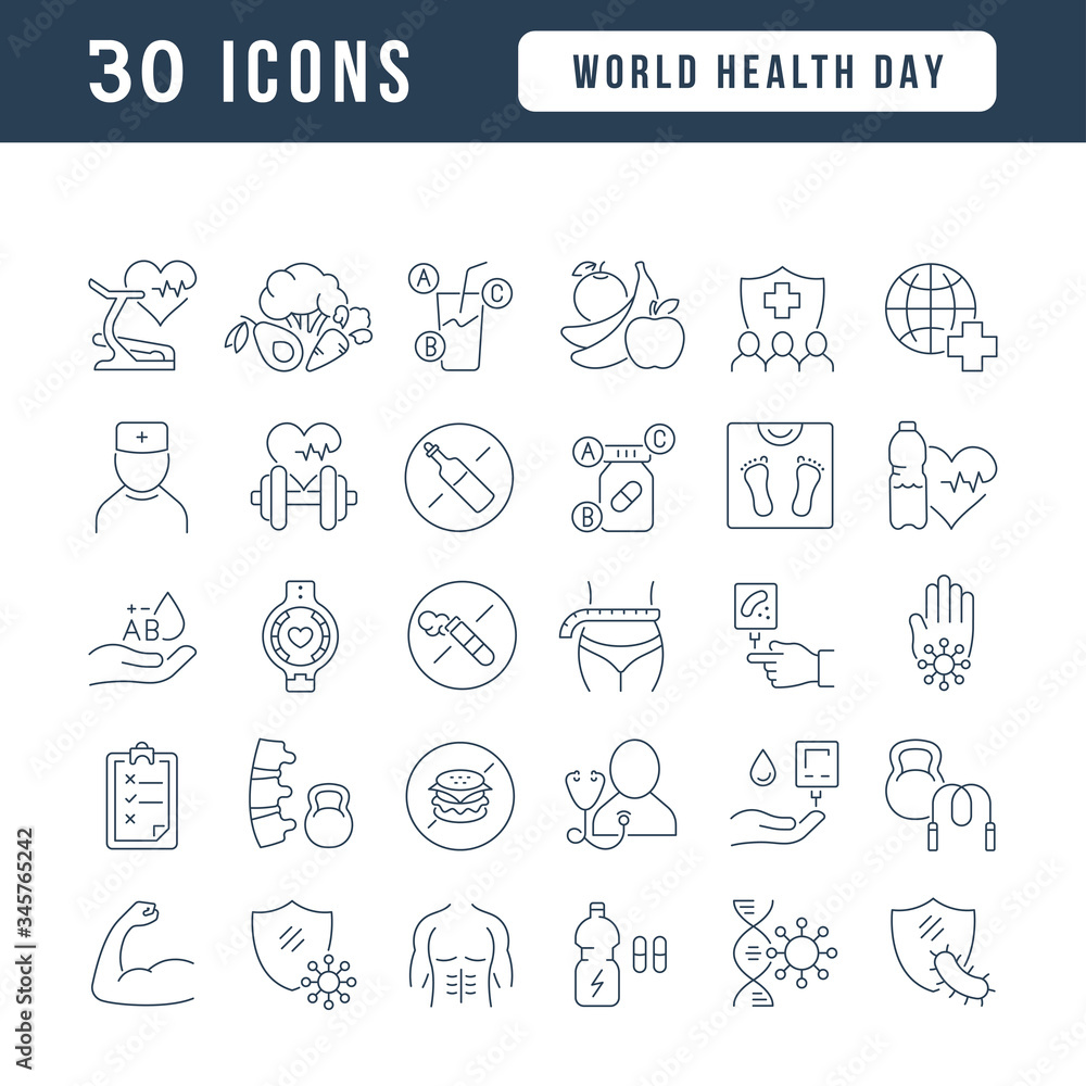Vector Line Icons of World Health Day Vector Line Icons of World Health Day