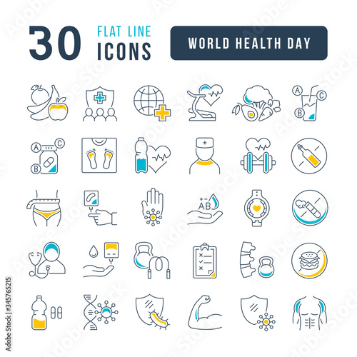 Vector Line Icons of World Health Day