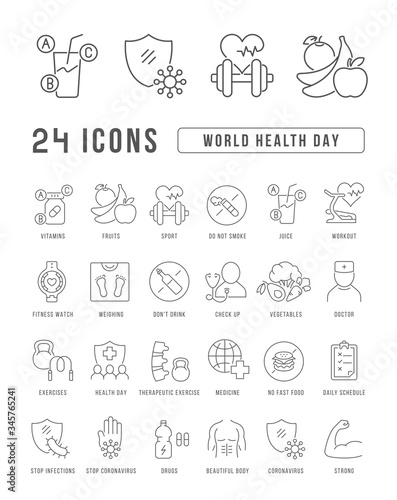 Vector Line Icons of World Health Day