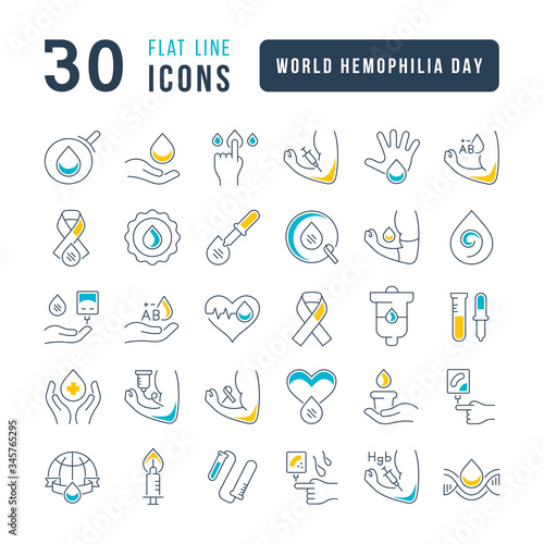 Vector Line Icons of World Hemophilia Day