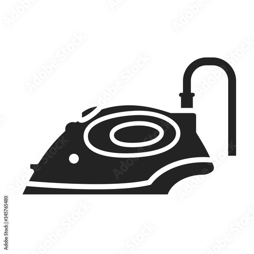 Steam iron black glyph icon. Household equipment. Sign for web page, mobile app, banner. 
