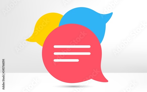 Speech bubble icon. Chat message sign. Talk, speak symbol. Communication balloon template. Support or contact icon. Talking, thinking chat bubble. Thought sign. Colorful dialog elements. Vector