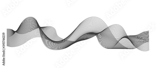 Abstract line sound wave. Graphic wireframe pulse frequency of equalizer. Gray wavy rhythm of mixer for music. Movement energy concept. Contour waveform design. Abstract sonic signal. vector .