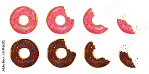 Photo Bitten donut with sprinkles on isolated background
