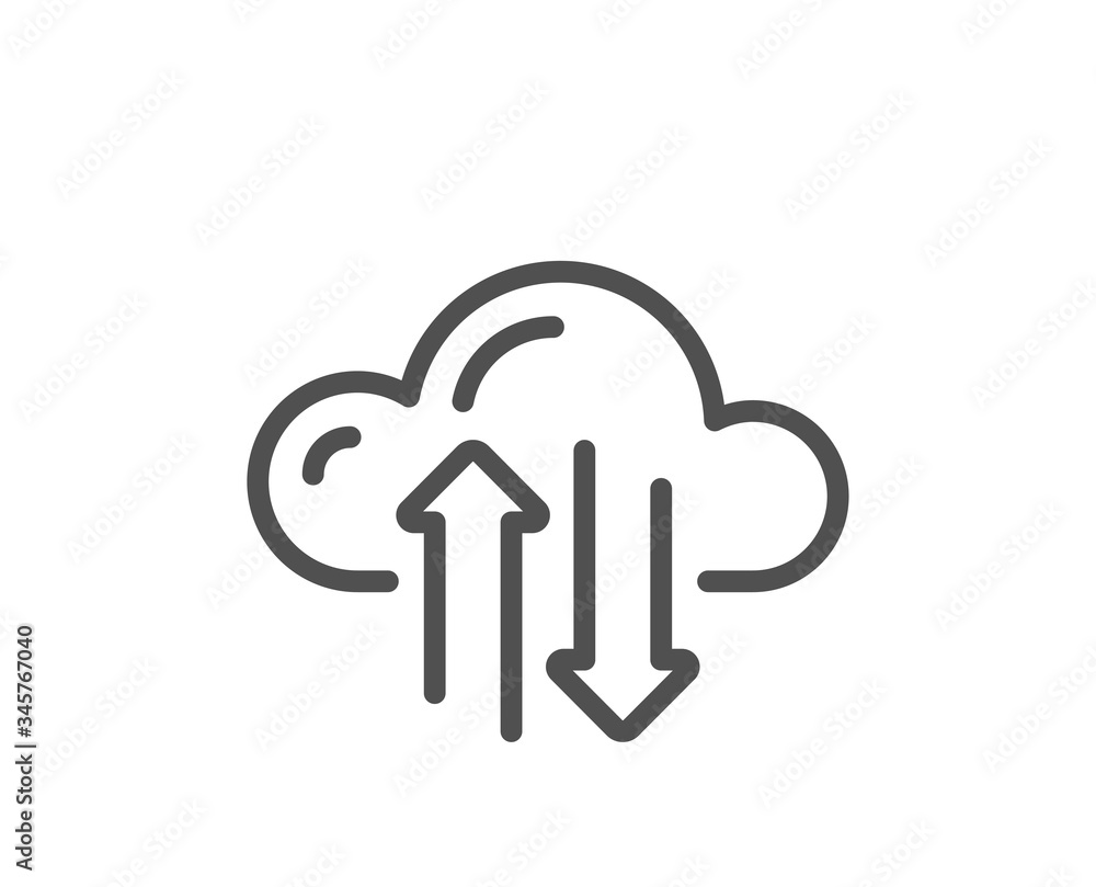 Cloud computing sync line icon. Internet data storage sign. File hosting technology symbol. Quality design element. Editable stroke. Linear style cloud sync icon. Vector Cloud computing sync line icon. Internet data storage sign. File hosting technology symbol. Quality design element. Editable stroke. Linear style cloud sync icon. Vector