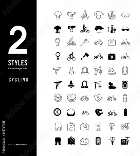 Simple Line Icons of Cycling