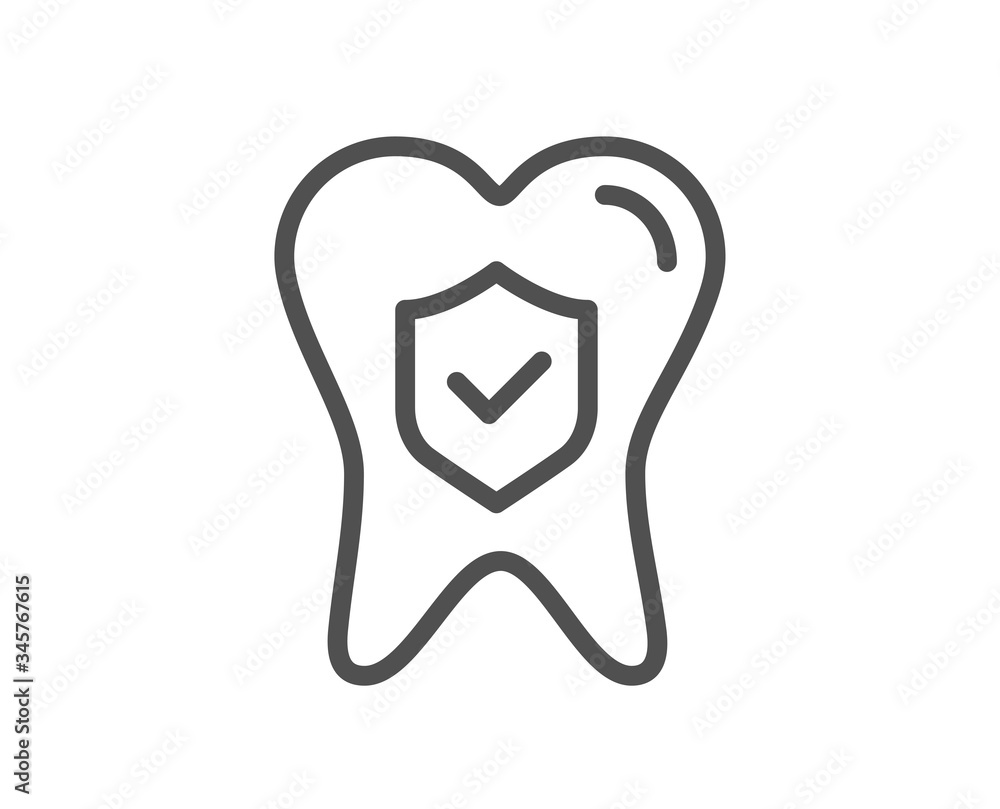 Dental insurance line icon. Oral medicine risk coverage sign. Teeth care symbol. Quality design element. Editable stroke. Linear style dental insurance icon. Vector Dental insurance line icon. Oral medicine risk coverage sign. Teeth care symbol. Quality design element. Editable stroke. Linear style dental insurance icon. Vector