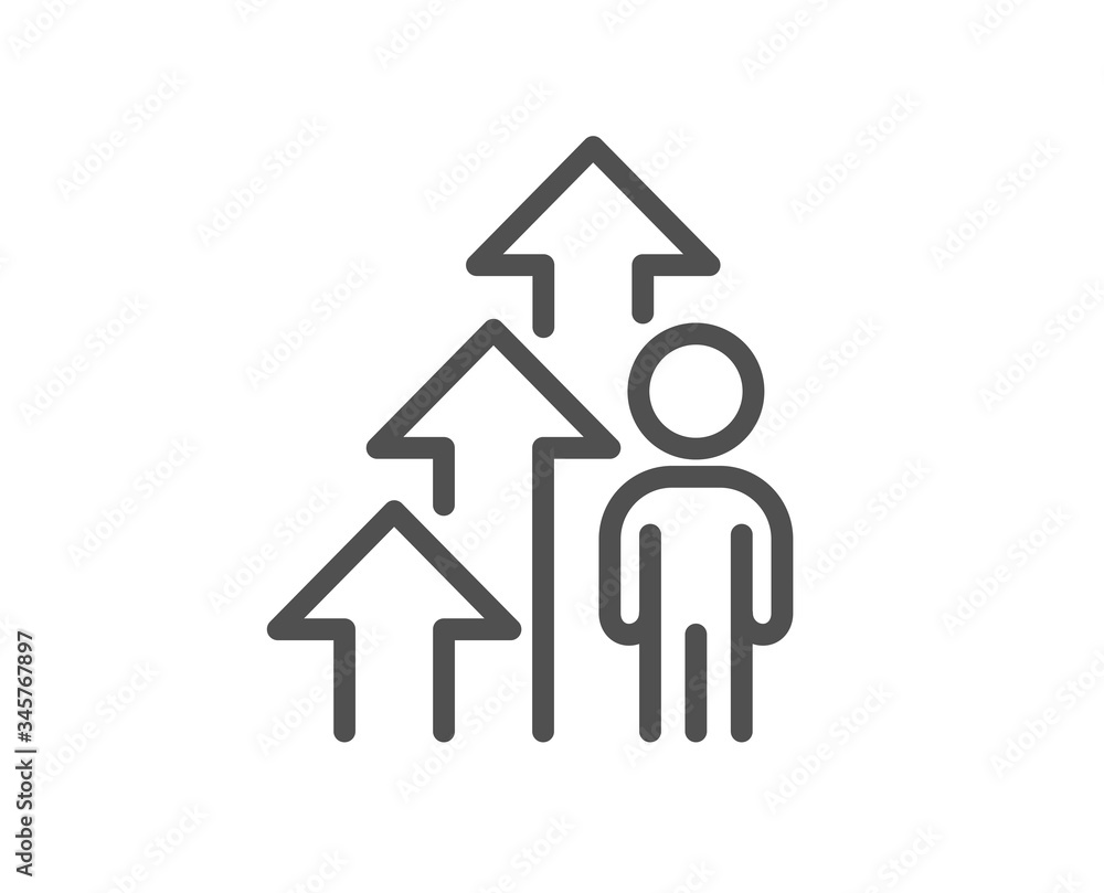 Employee result line icon. Business growth statistics sign. Human resource symbol. Quality design element. Editable stroke. Linear style employee result icon. Vector Employee result line icon. Business growth statistics sign. Human resource symbol. Quality design element. Editable stroke. Linear style employee result icon. Vector