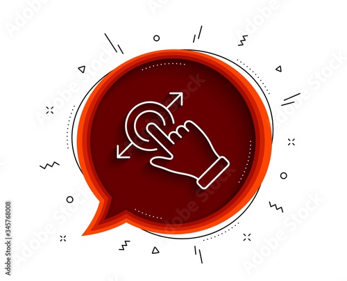 Touchscreen gesture line icon. Chat bubble with shadow. Drag and drop arrow sign. Swipe action symbol. Thin line touchscreen gesture icon. Vector
