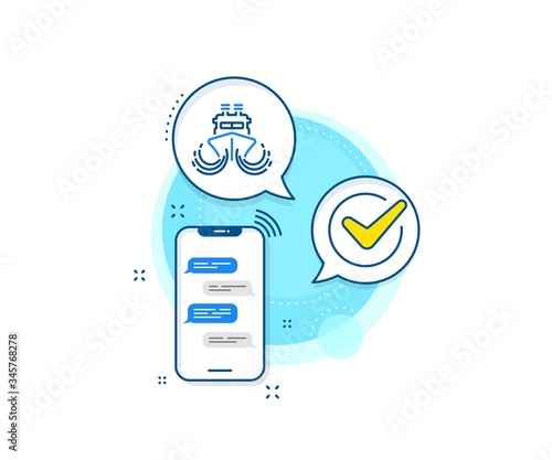 Watercraft transport sign. Phone messages complex icon. Ship in waves line icon. Shipping symbol. Messenger chat screen banner. Ship sign. Vector
