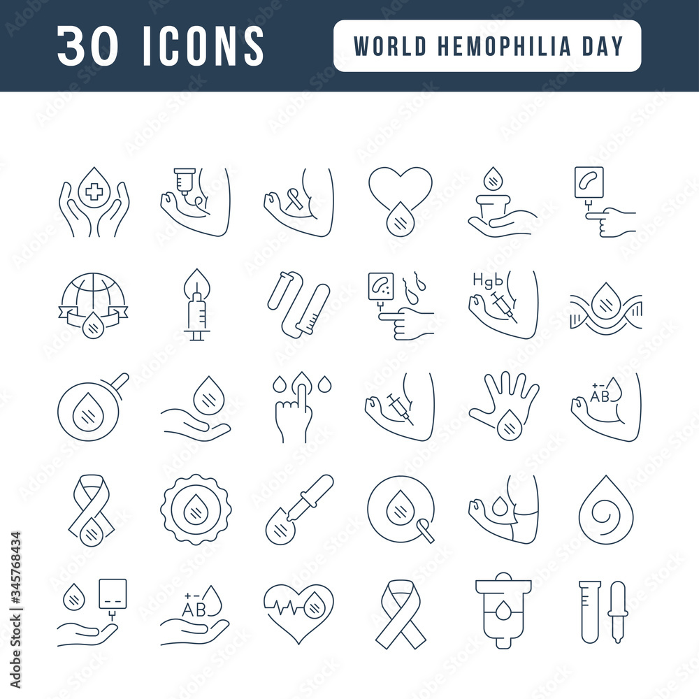 Vector Line Icons of World Hemophilia Day Vector Line Icons of World Hemophilia Day