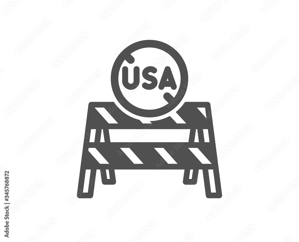USA close borders icon. Coronavirus Covid-19 pandemic sign. Travel restrictions symbol. Classic flat style. Quality design element. Simple uSA close borders icon. Vector USA close borders icon. Coronavirus Covid-19 pandemic sign. Travel restrictions symbol. Classic flat style. Quality design element. Simple uSA close borders icon. Vector