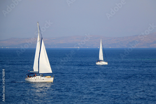 Sailing boat on the sea in southern Dalmatia region in Croatia. Beautiful landscape and bright summer day. © jelena990