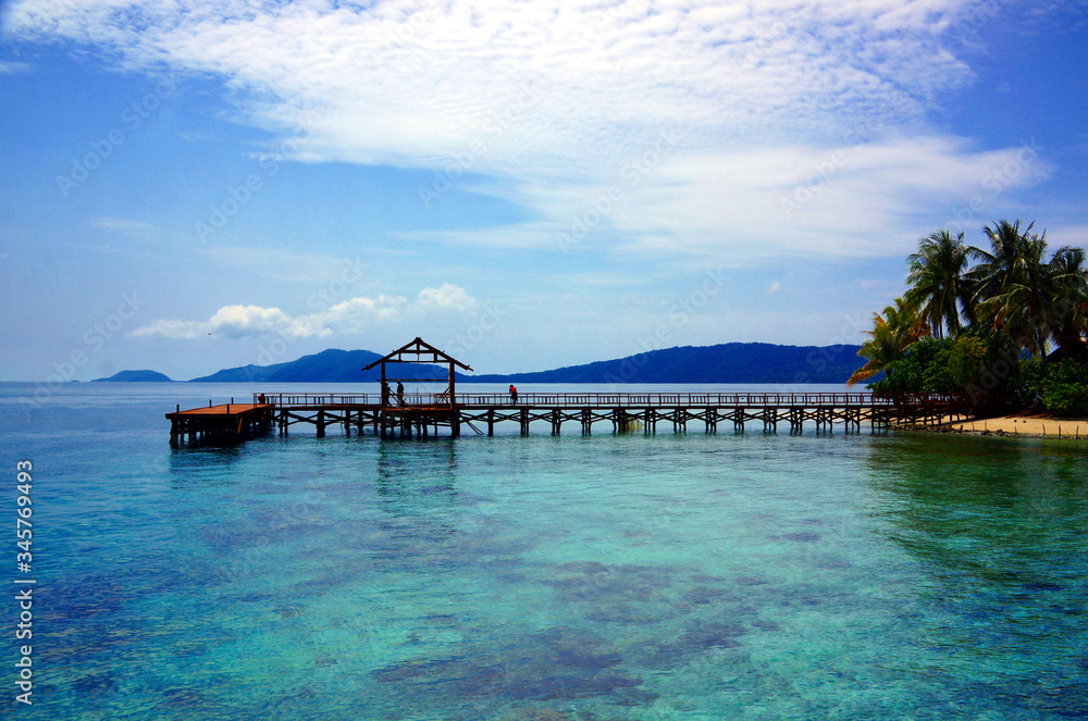 jetty of arborek island in indonesia