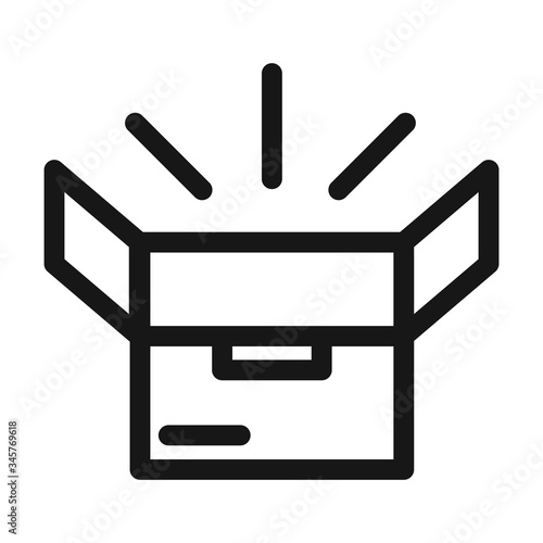 open cardboard box delivery cargo service logistic line style icon