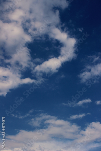 Fototapeta Naklejka Na Ścianę i Meble -  Blurry image of Blue Sky And White Clouds. Horizontal Shot Of A Beautiful Sky Background. Heaven,  Nature, Landscapes Concept.