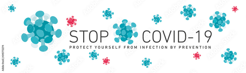 Stop Covid-19 Coronavirus infection infographic logo icons symbol white background banner Stop Covid-19 Coronavirus infection infographic logo icons symbol white background banner