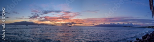 Panoramic sunset from Lahaina Maui Hawaii