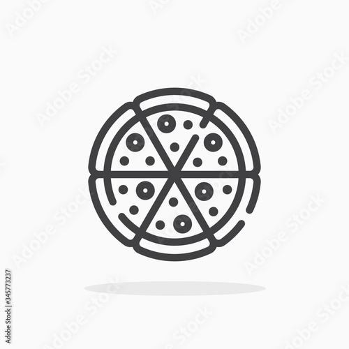 Pizza icon in line style. Editable stroke.