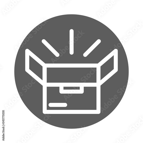 open cardboard box delivery cargo service logistic block style icon