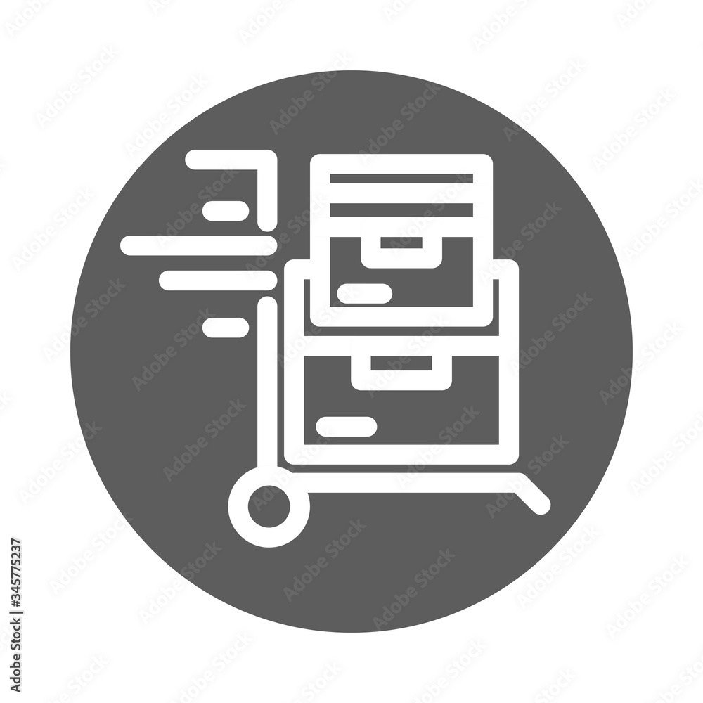 delivery cargo service logistic cardboard box in handcart transport block style icon delivery cargo service logistic cardboard box in handcart transport block style icon