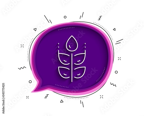 Gluten free line icon. Chat bubble with shadow. Organic tested sign. Natural product symbol. Thin line gluten free icon. Vector