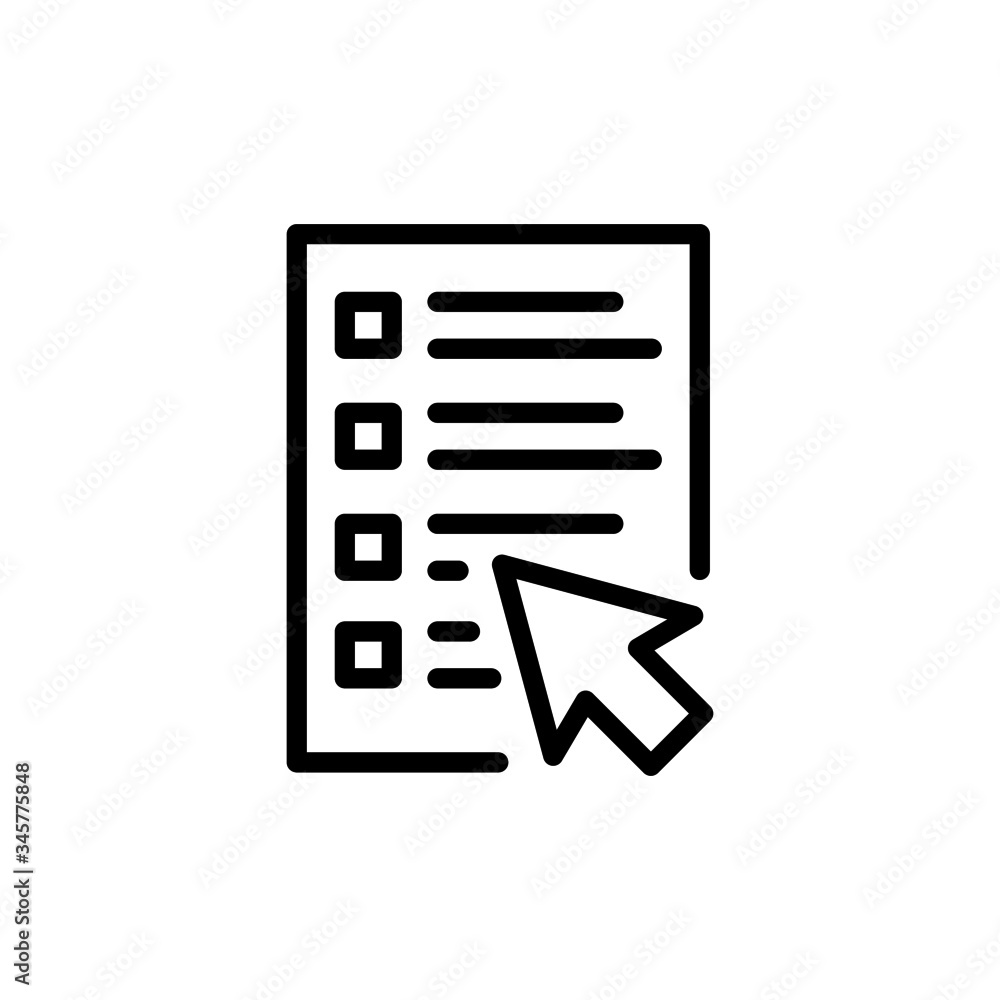 Online survey line icon vector in outline style on white background Online survey line icon vector in outline style on white background