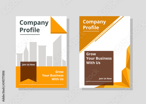 Abstract Business Company Profile Cover or Flyer Template with Orange Polygonal Shapes Design