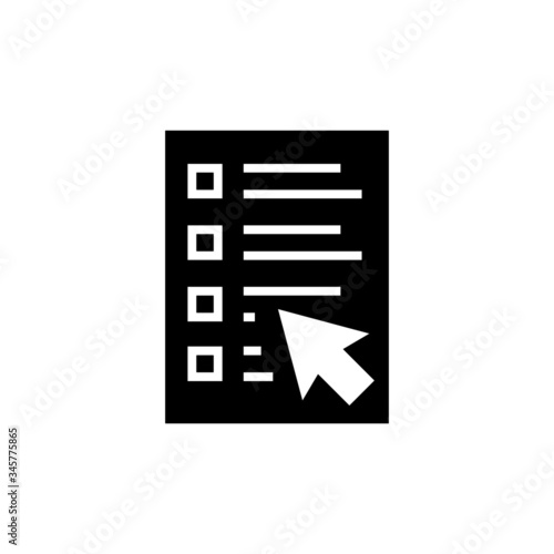 Online survey line icon vector in black flat design on white background