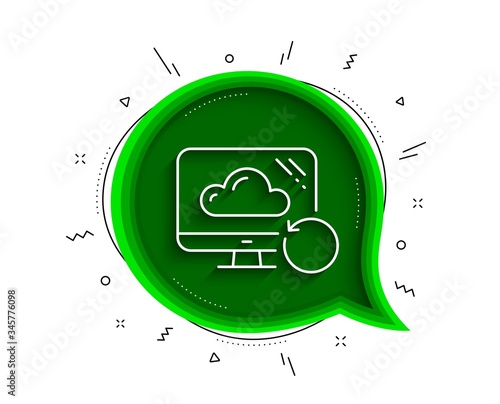 Recovery cloud line icon. Chat bubble with shadow. Backup data sign. Restore information symbol. Thin line recovery cloud icon. Vector