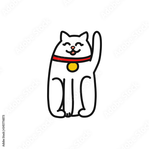 maneki neko doodle icon, vector illustration