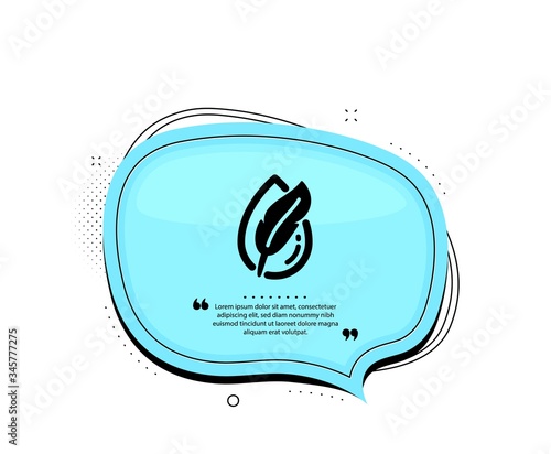 Hypoallergenic tested icon. Quote speech bubble. Feather sign. No synthetic symbol. Quotation marks. Classic hypoallergenic tested icon. Vector