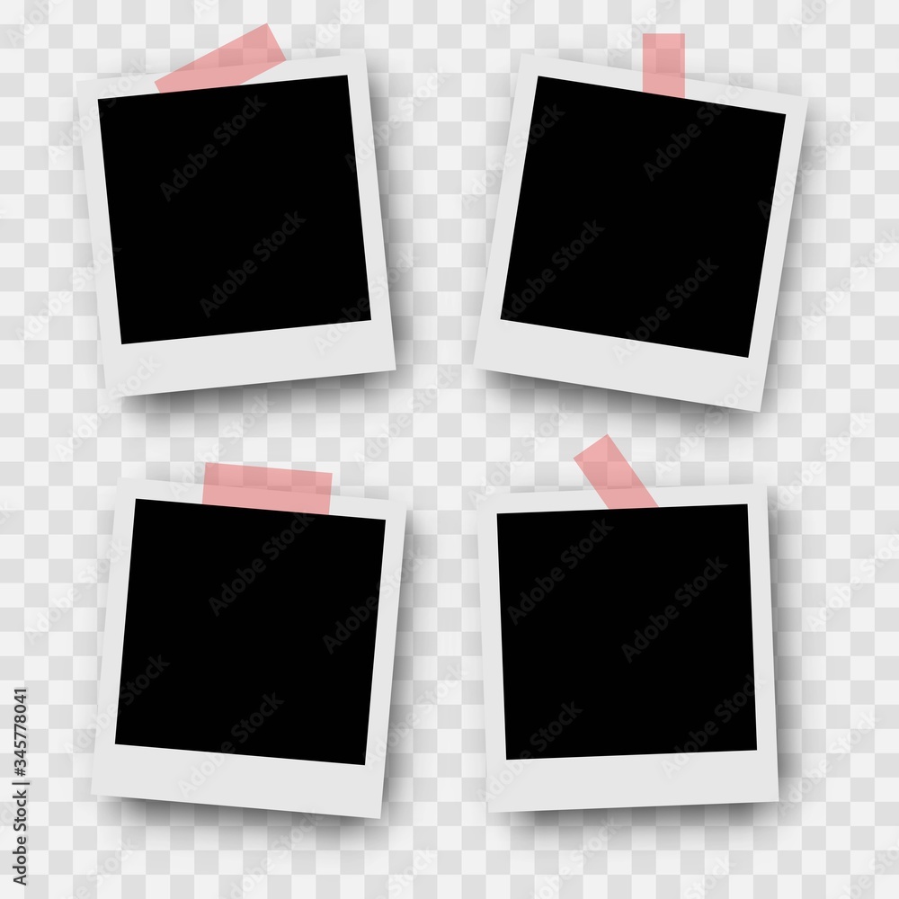 Premium Vector  Photo frame collection polaroid photo frame set photo  frames with realistic drop shadow vector effect fixed with adhesive tape  vector eps 10