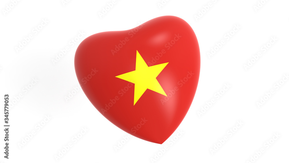 flag of Vietnam in heart on white background, 3d rendering flag of Vietnam in heart on white background, 3d rendering