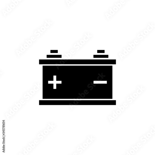 car battery icon vector in black flat design on white background