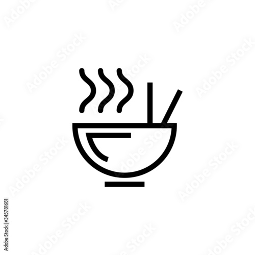 soup meal vector icon in outline style on white background, hot food symbol, simple flat vector illustration for web site or mobile app