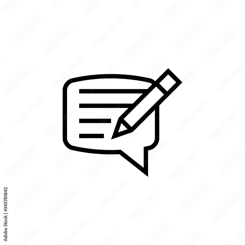 Writing feedback icon vector in outline style on white background