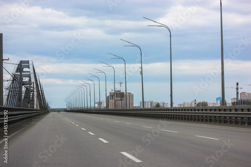 Empty road in the city during quarantine: no cars.